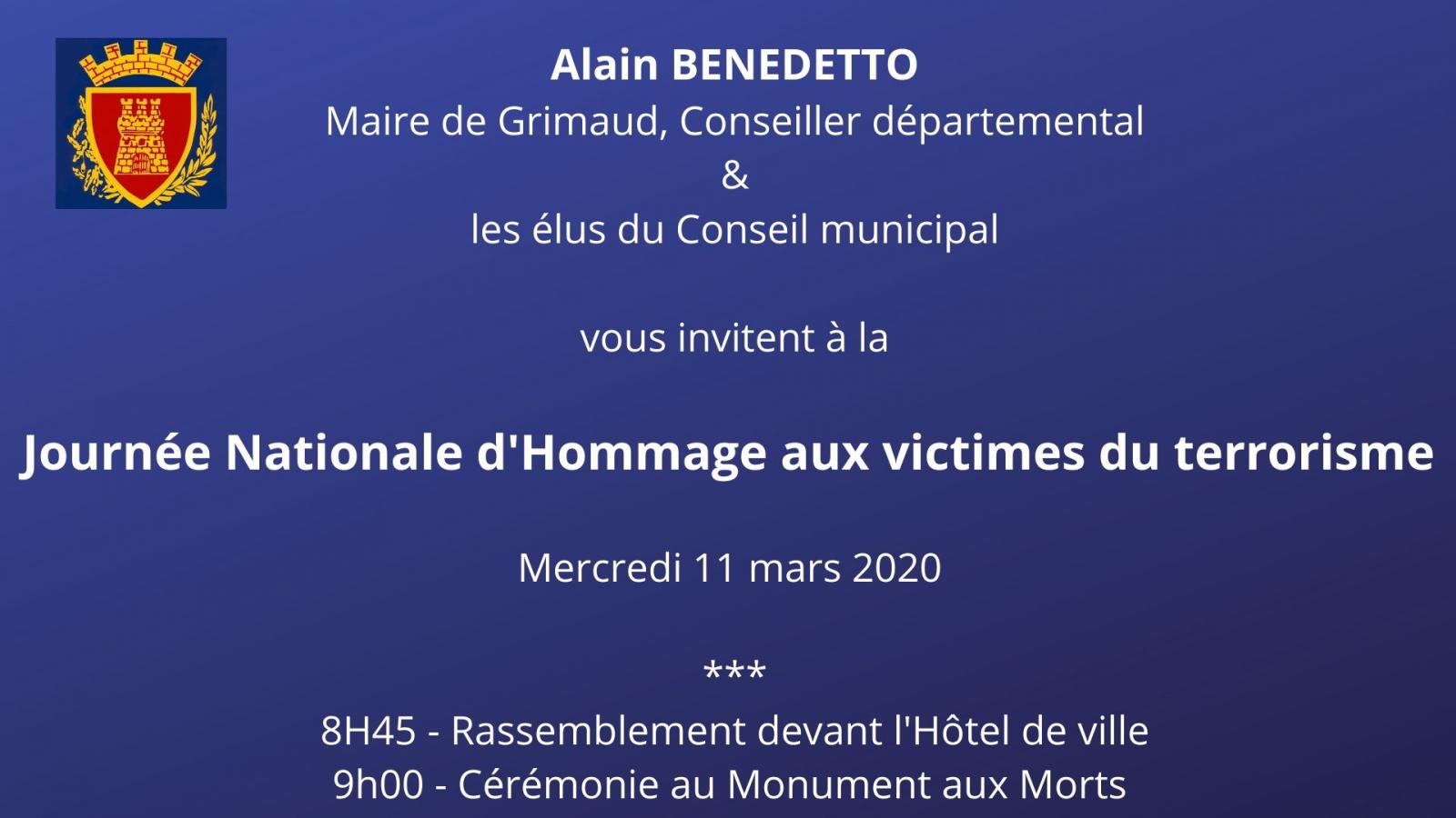 Mercredi 11 mars 2020 : Journée nationale d'Hommage aux victimes du terrorisme