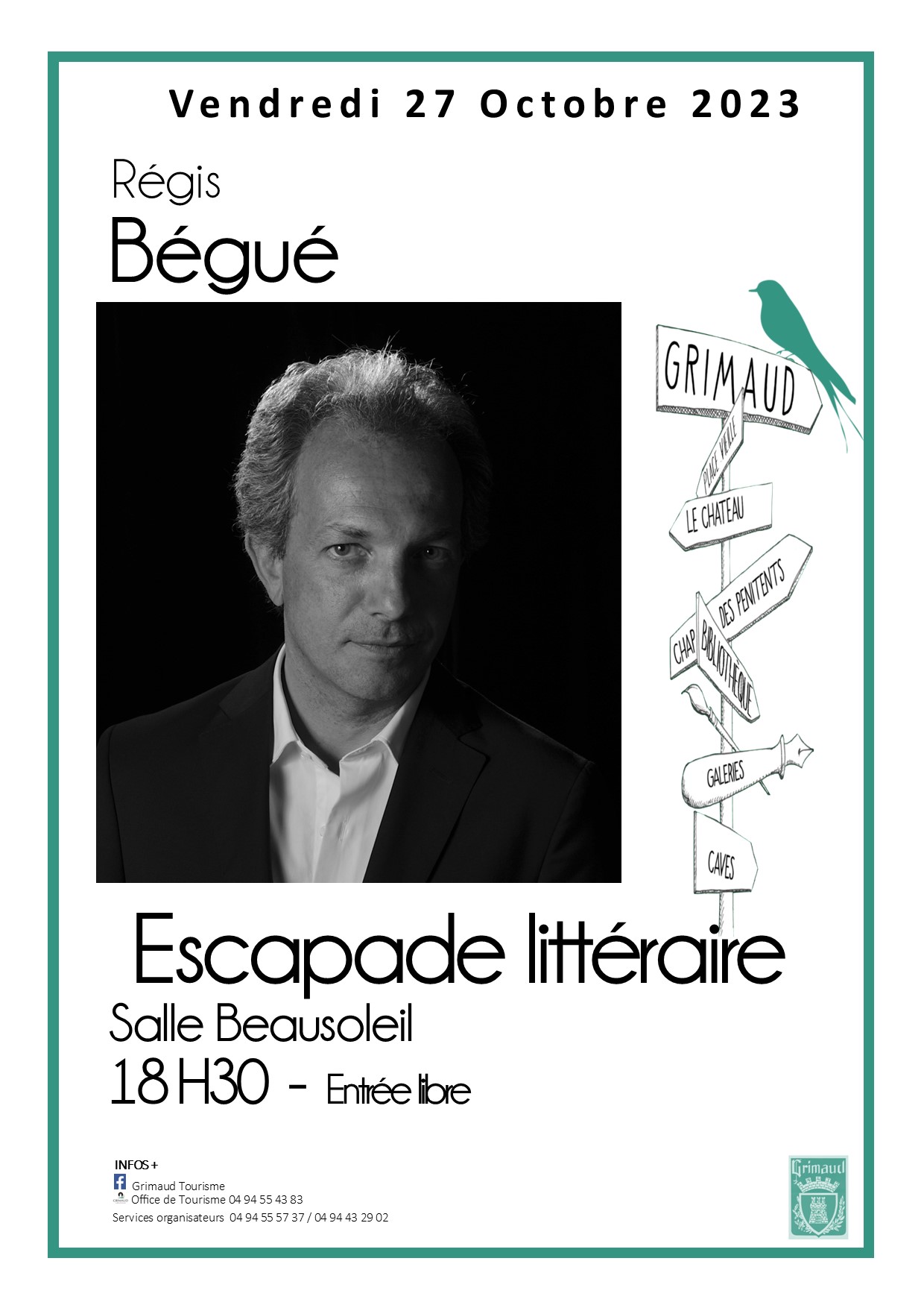 Literary Getaway - Régis BEGUE, Friday October 27, 2023 at 6:30 p.m.