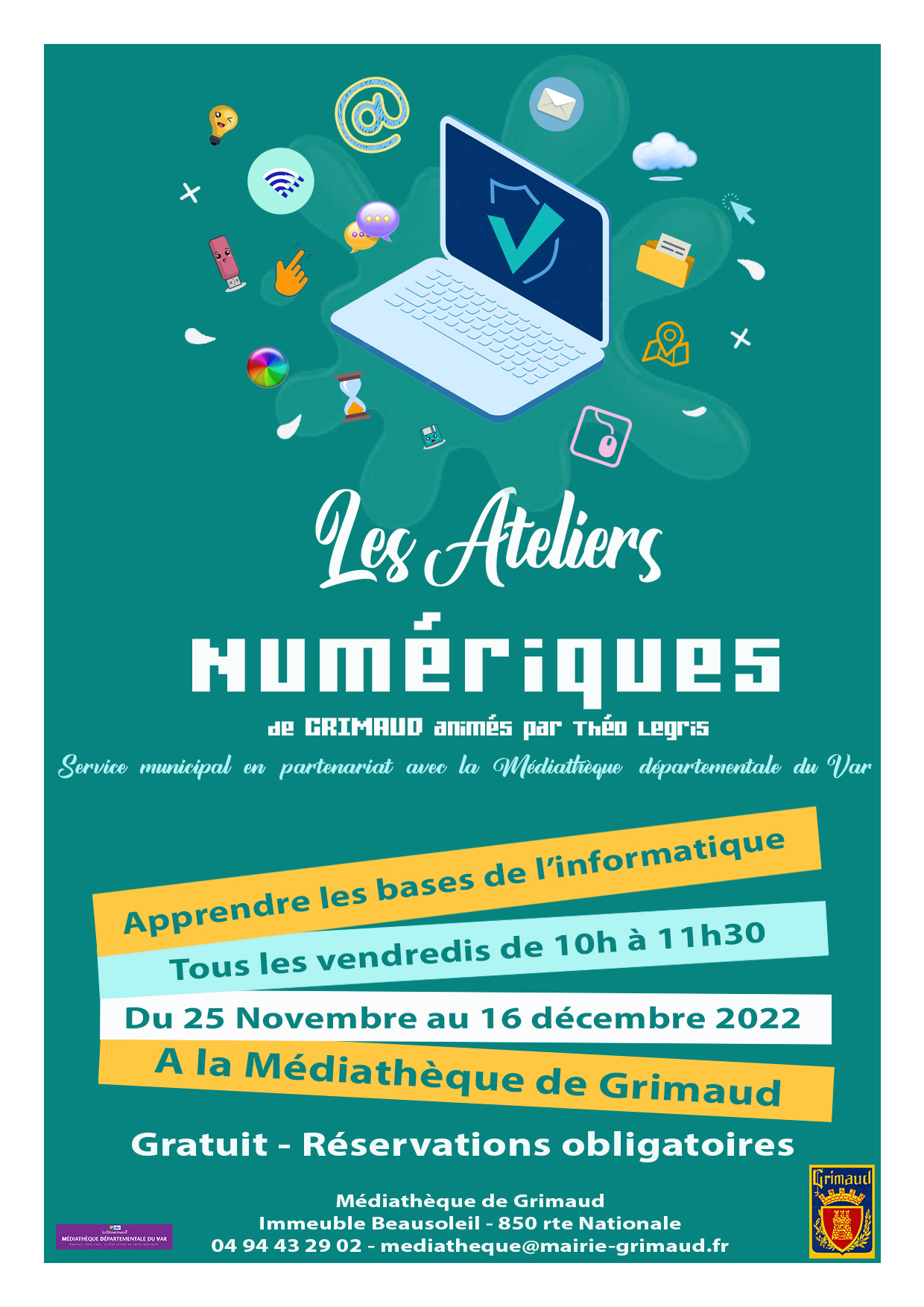 Ateliers informatiques séniors du 25 novembre au 16 décembre 2022