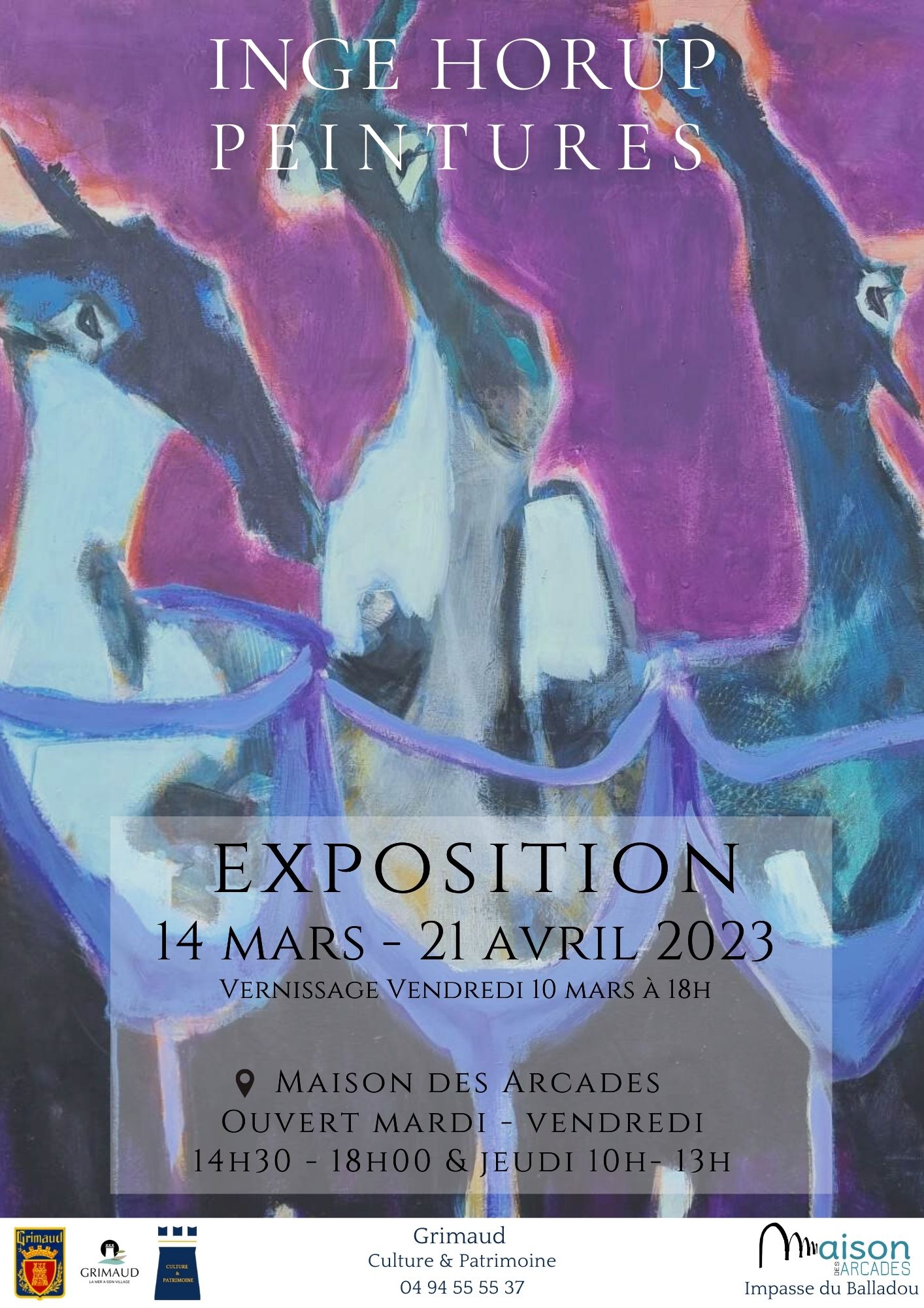 Friday March 10, 2023: Opening of the Inge HORUP exhibition at the Maison des Arcades