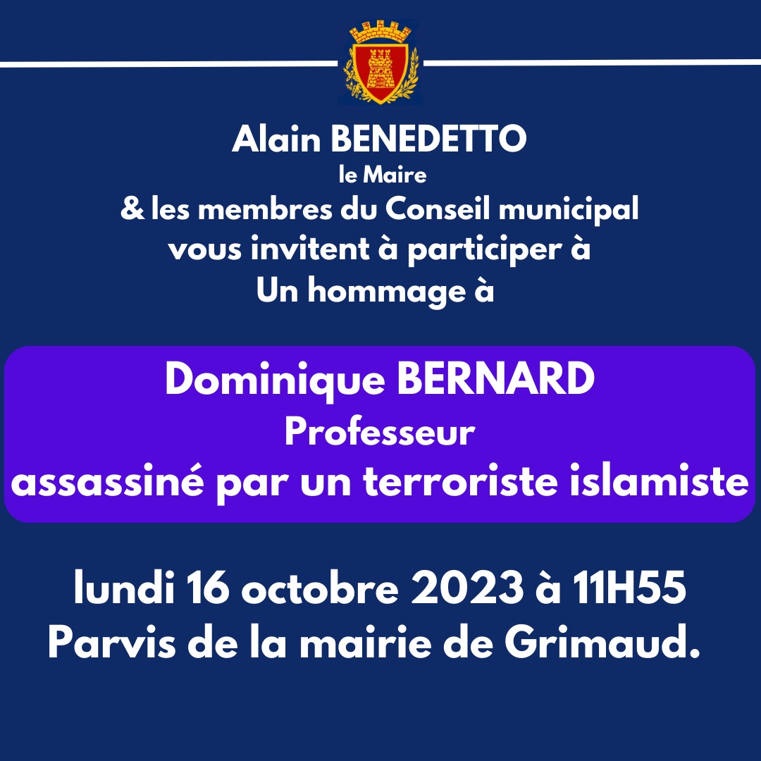 Lundi 16 octobre 2023 - Hommage à Dominique BERNARD, professeur assassiné 
