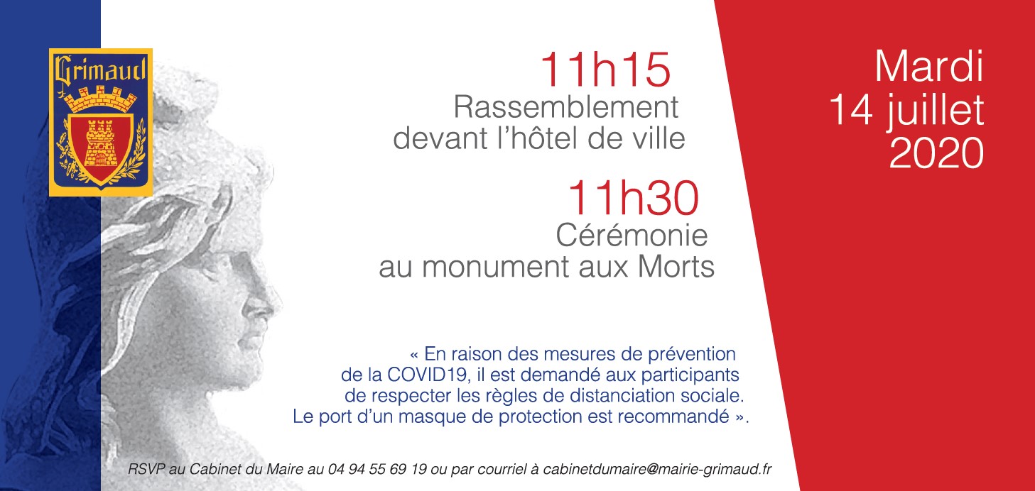 Invitation : cérémonie du 14 juillet 2020 à 11h15