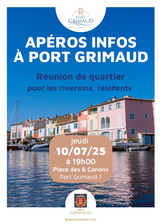 jeudi 10 juillet - Apéro-infos à Port Grimaud