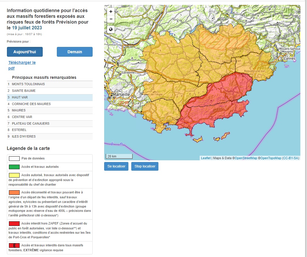 Wednesday July 19, 2023 - ban on access to the massif