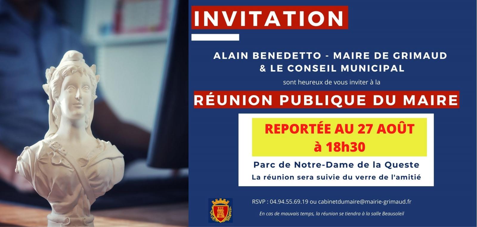 Report de la réunion publique du Maire au vendredi 27 août 2021