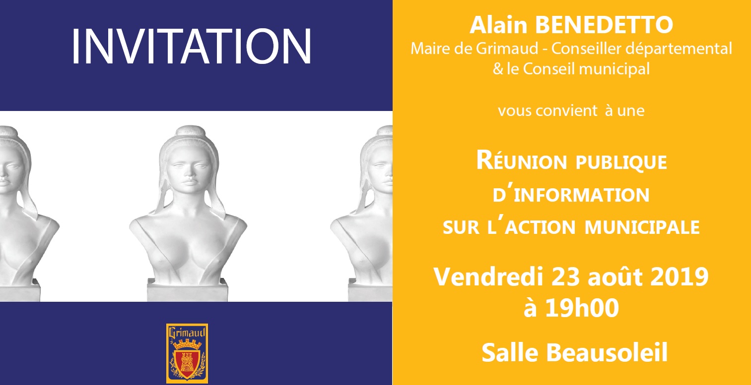 Vendredi 23 août 2019 : Réunion publique sur l'action municipale