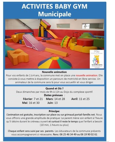 Dimanche 30 mai 2021 : Reprise du baby gym 