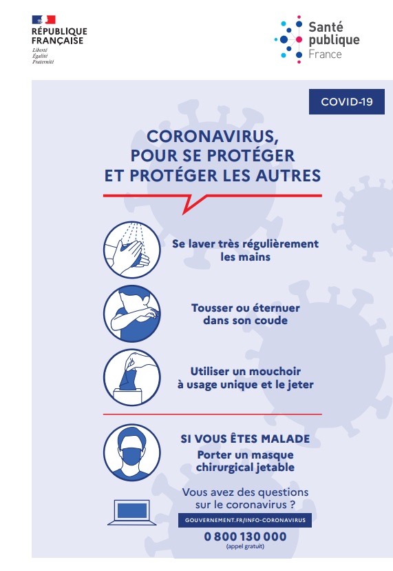 Mesures de prévention du Coronavirus - Covid 19 : Fermeture des écoles, du multi-accueil et annulation des pratiques sportives