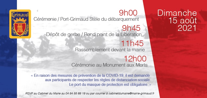 Invitation : cérémonies du 15 août 2021 - libération de la Provence 