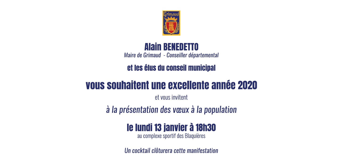 Voeux du Maire et du Conseil municipal à la population : Lundi 13 Janvier 2020 à 18h30